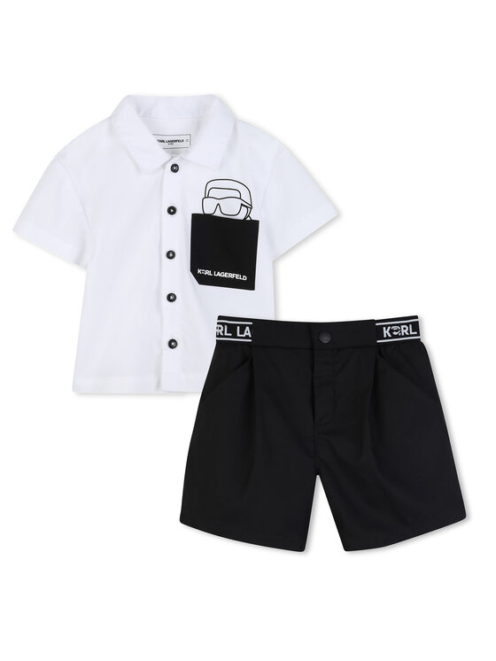 Karl Lagerfeld Kids Karl Lagerfeld Kids Σετ πουκάμισο και σορτς υφασμάτινα Z31077 Μαύρο Regular Fit