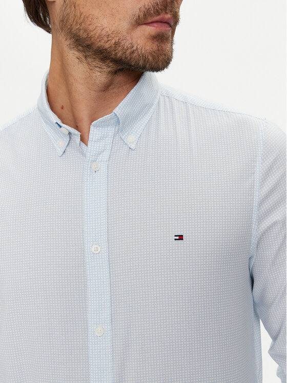 Tommy Hilfiger Tommy Hilfiger Košeľa Micro Foulard MW0MW35813 Modrá Slim Fit
