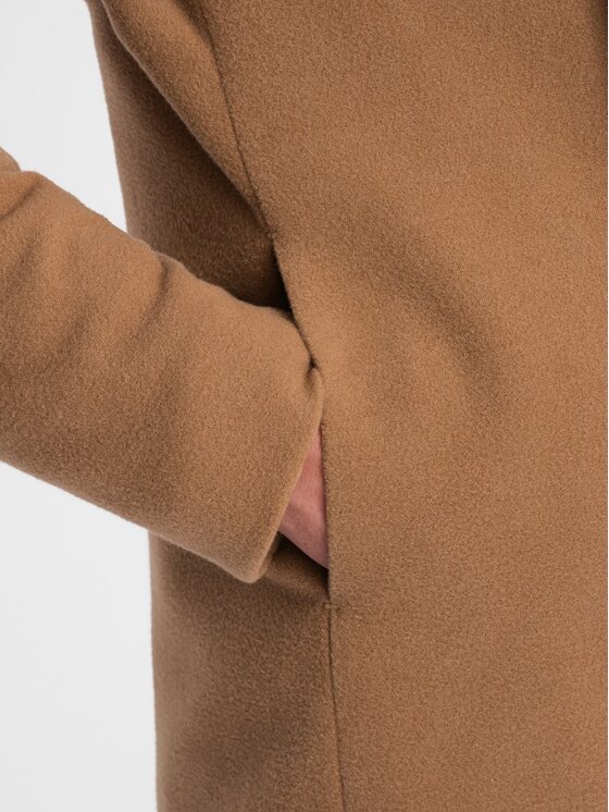 Ombre Ombre Płaszcz przejściowy OM-COWC-0102 Brązowy Regular Fit