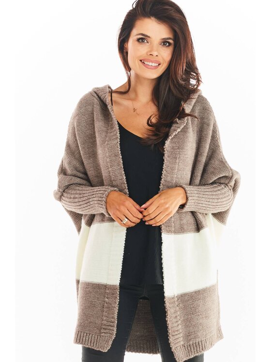 Awama Awama Sweter A392 Beżowy Basic Fit
