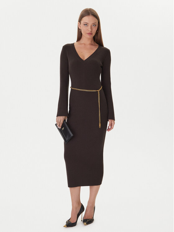MICHAEL Michael Kors MICHAEL Michael Kors Kötött ruha MF5835G4VR Barna Slim Fit