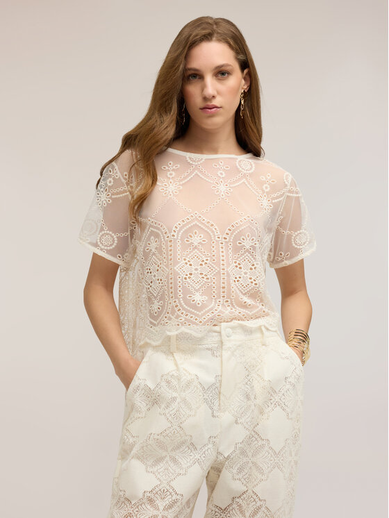 Motivi Motivi Blusa 2065W000837N021 Bianco Boxy Fit
