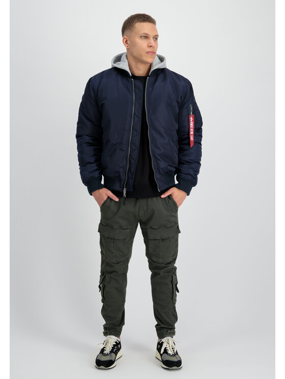 Alpha Industries Alpha Industries Kurtka bomber MA-1 Zip Hood Back Embroidery Bomber Jacket Granatowy Regular Fit