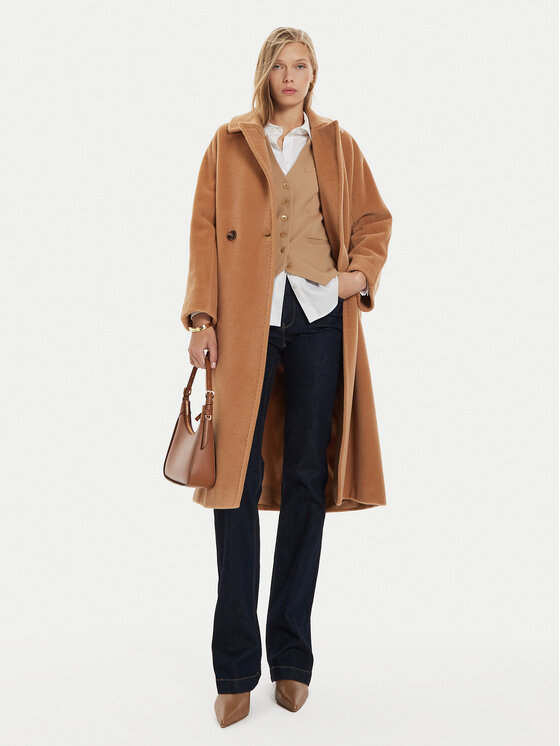 Marella Marella Volneni plašč Dede 2423016082 Rjava Regular Fit