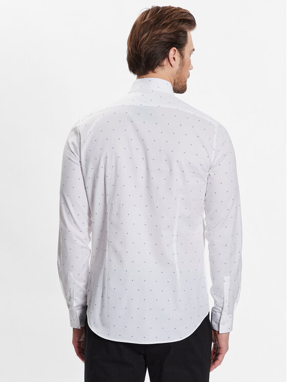 Camicia Twill Two Color Print Slim Shirt