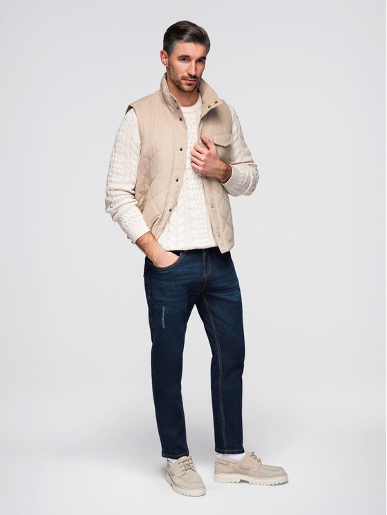 Ombre Ombre Jeansy OM-PADP-0241 Granatowy Regular Fit