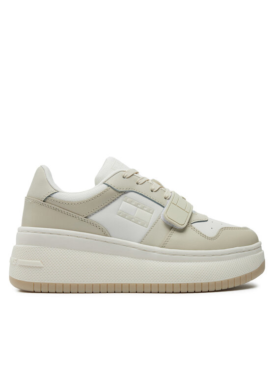 Tommy Jeans Snīkeri Tjw Retro Basket Flatform Velcro EN0EN02573 Écru