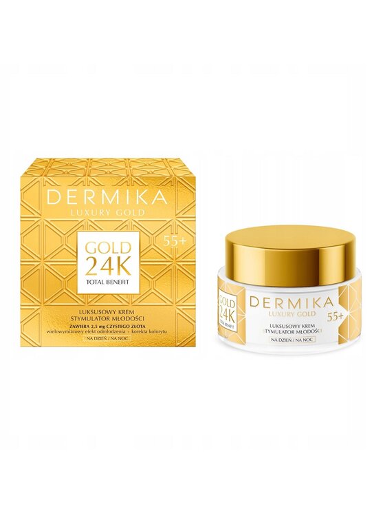Dermika Dermika Dermika Luxury Gold 24K Total Benefit luksusowy krem stymulator młodości 55+ 50ml Krem do twarzy