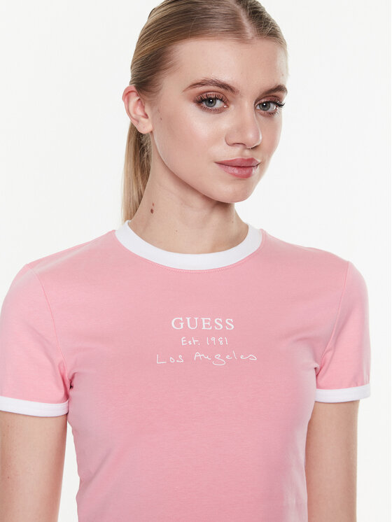 Guess Guess T-Shirt Signature V3GI02 KBNW0 Ροζ Slim Fit