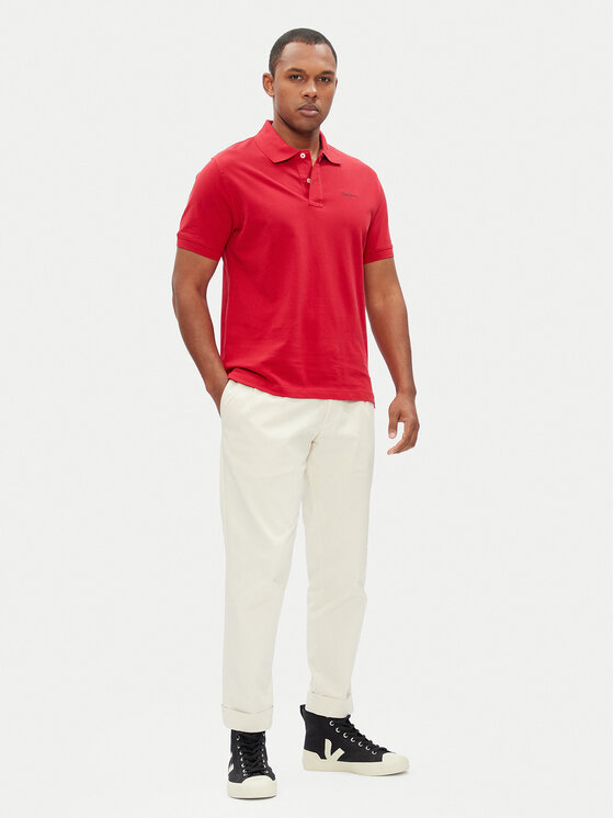 Pepe Jeans Pepe Jeans Тениска с яка и копчета Essential PM542298 Червен Regular Fit