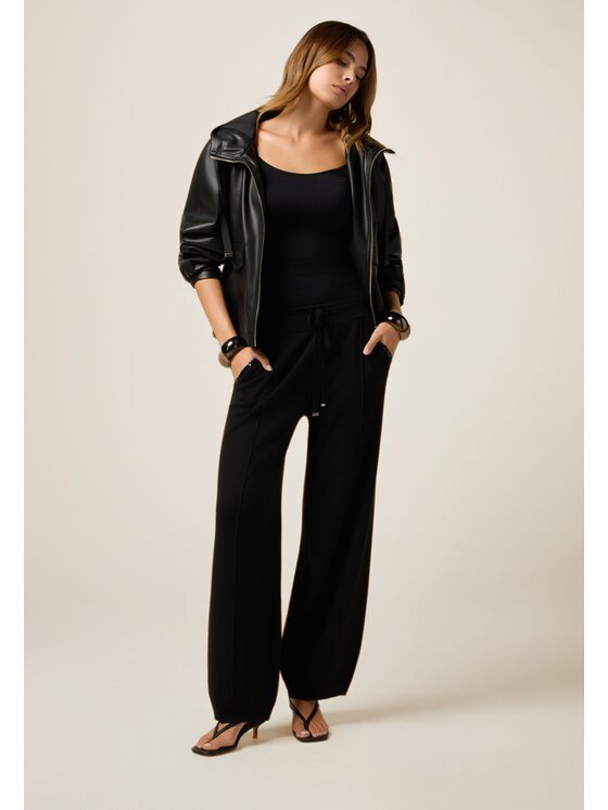 Oltre Oltre Pantaloni di tessuto P665J002342N033 Nero Baggy Fit