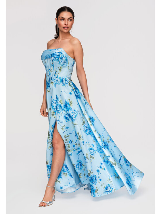Ombre Ombre Sukienka wieczorowa LA-OM-DLR353 Niebieski A-Line Fit