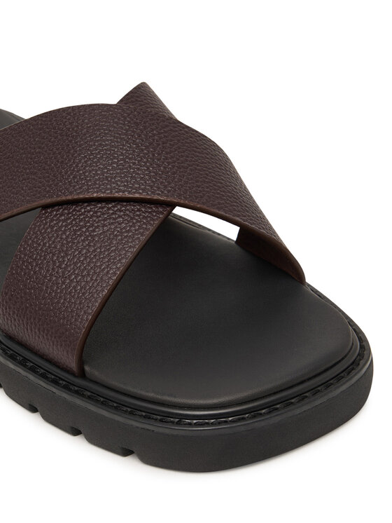 Calvin Klein Calvin Klein Чехли Sq Molded Sandal Xcross Lth HM0HM02235 Кафяв