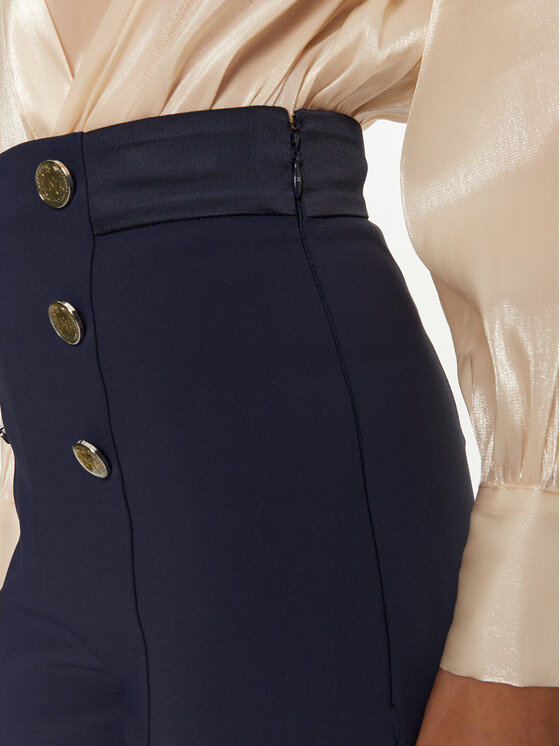 Elisabetta Franchi Elisabetta Franchi Hlače iz tkanine PA-050-47E2-V860 Mornarsko modra Regular Fit