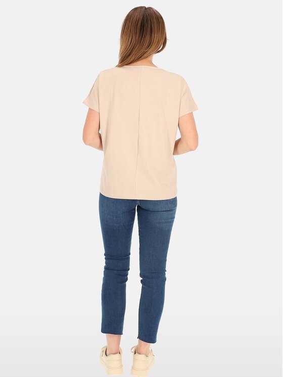 Perso Perso T-Shirt TCE241000F Beżowy Regular Fit