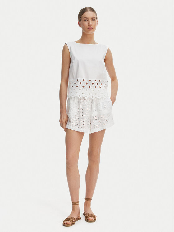 Max Mara Beachwear Max Mara Beachwear Top Maggio 2616161039 Alb Regular Fit