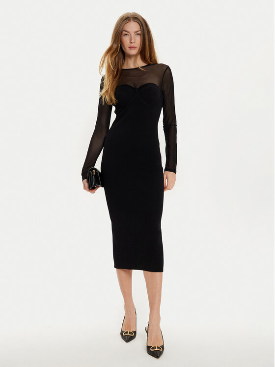 TWINSET TWINSET Cocktail obleka 242AT3040 Črna Slim Fit