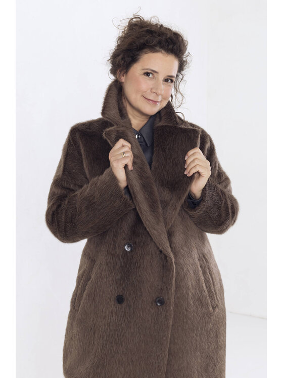 Justyna Ołtarzewska Justyna Ołtarzewska Płaszcz wełniany Kallisto Brązowy Modern Relaxed Fit