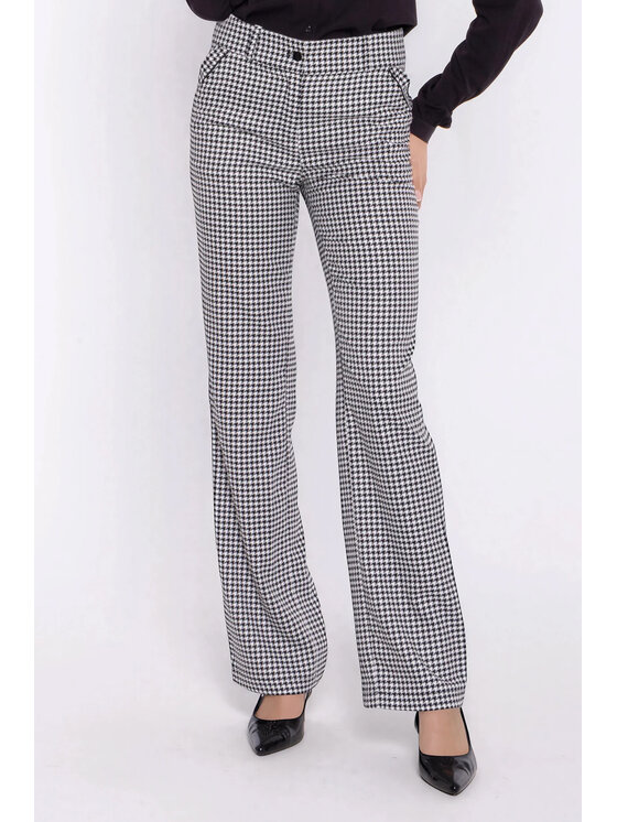 NIFE NIFE Kalhoty z materiálu SD142 Barevná Cropp Flare Fit
