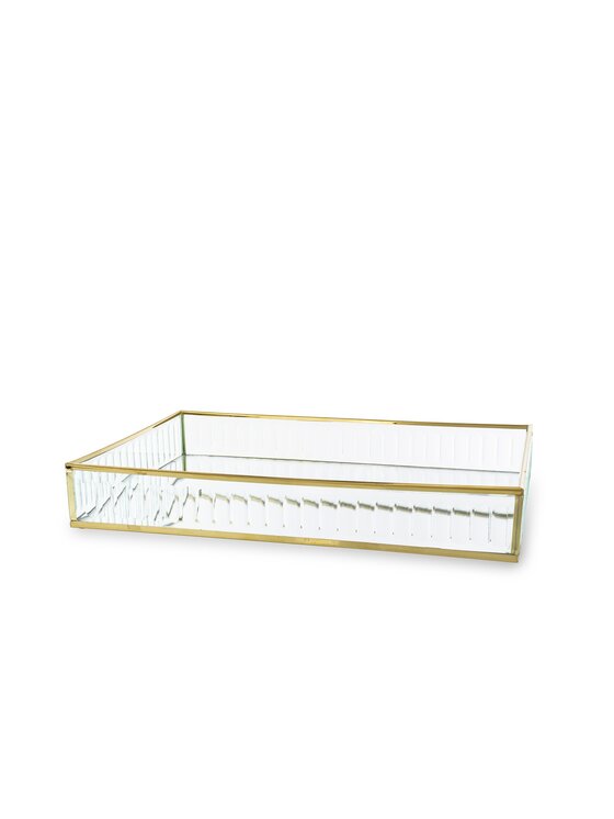 MIAhome MIAhome Taca metalowa złota ryflowane szkło 4,5x30x20 cm Złoty
