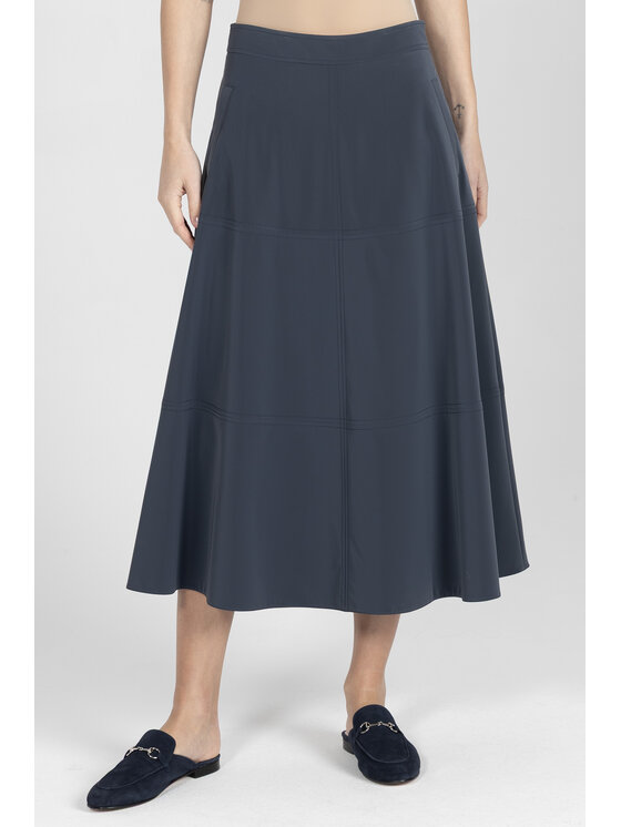 Deni Cler Milano Deni Cler Milano Spódnica midi W-DC-7009-F2-B3-59-1 Granatowy A-Line Fit