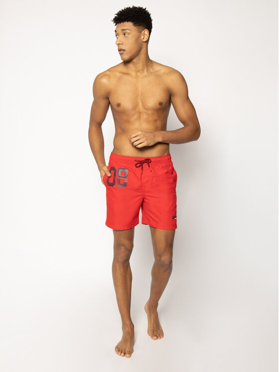 Superdry Badeshorts Waterpolo Swim M3010008A Rot Regular Fit Modivo