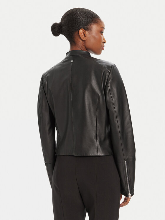 HUGO HUGO Lederjacke Lasari 50541262 Schwarz Regular Fit