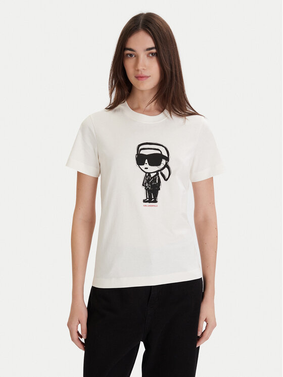 KARL LAGERFELD KARL LAGERFELD Tricou A1W17126 Écru Regular Fit
