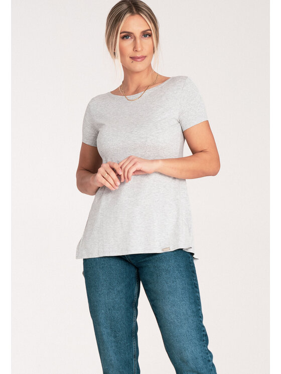 FIGL FIGL Bluzka M1051 Szary Flared Fit