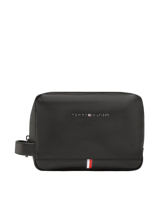 Tommy Hilfiger Несесер Th Corporate Washbag Pu AM0AM10971 Черен