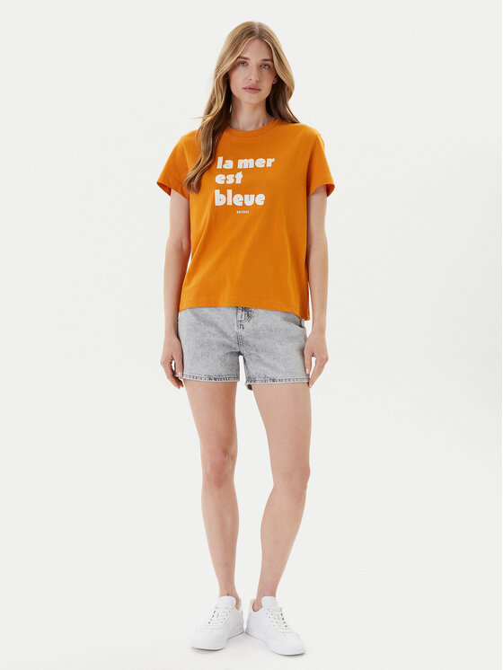 Mustang Mustang T-Shirt Floris 1016157 Pomarańczowy Relaxed Fit