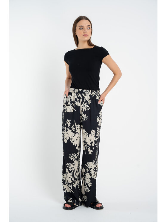 CLICK CLICK Kalhoty z materiálu 30-435 Černá Relaxed Fit