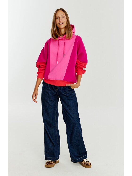 NAOKO NAOKO Mikina Flameberry Ružová Oversize