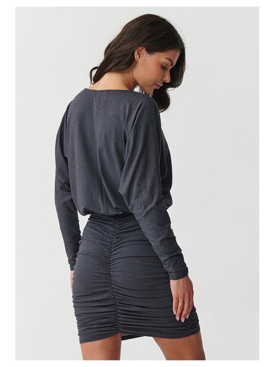 Makadamia Makadamia Sukienka codzienna M900 Szary Loose Fit
