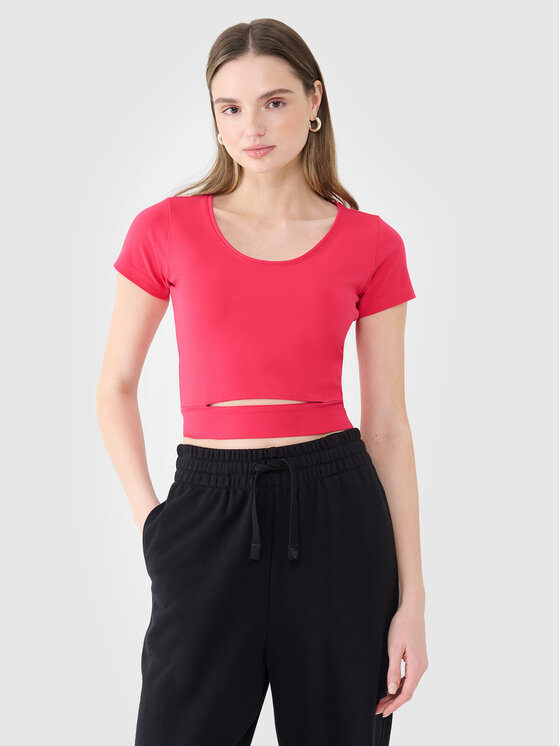 4F 4F T-Shirt SS MIDSHOP TEXTILE Różowy Slim Fit