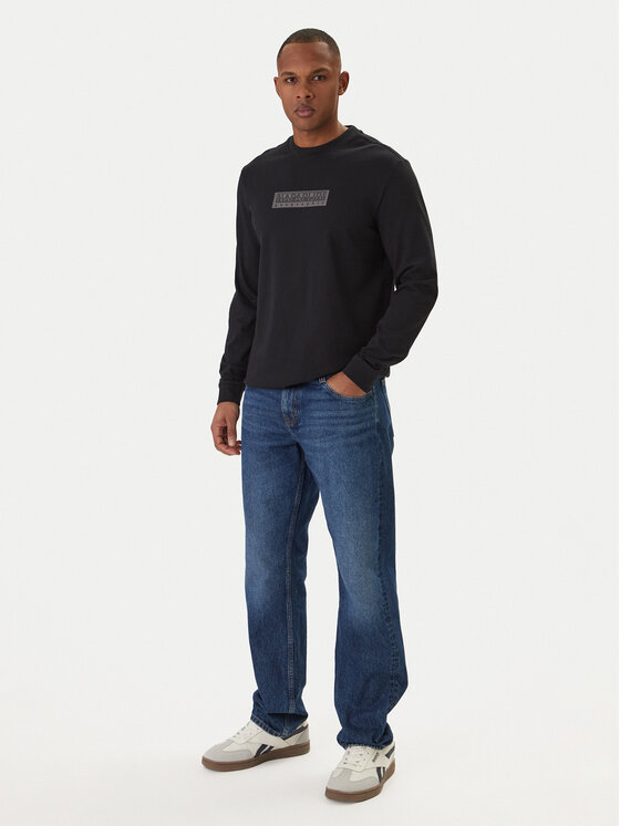 Napapijri Napapijri S dlhými rukávmi S-Box Logo NP0A8BC5 Čierna Regular Fit