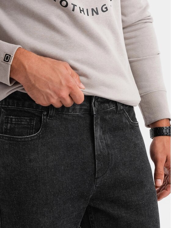 Ombre Ombre Jeansy P1079 Černá Regular Fit