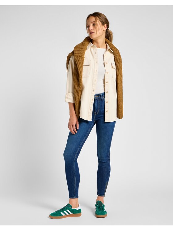 Lee Lee Jeansy Scarlett High Zip Indigo Realness Niebieski Skinny Fit