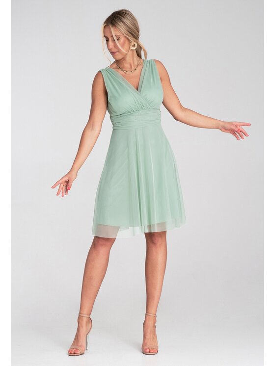 FIGL FIGL Koktejlové šaty M1207 Zelená Flared Fit