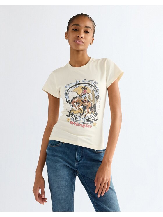 Wrangler Wrangler T-Shirt SHRUNKEN BAND TEE Biały Slim Fit