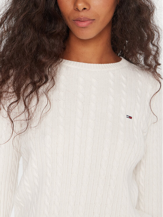 Tommy Jeans Tommy Jeans Pullover Cable Essential DW0DW22165 Weiß Regular Fit