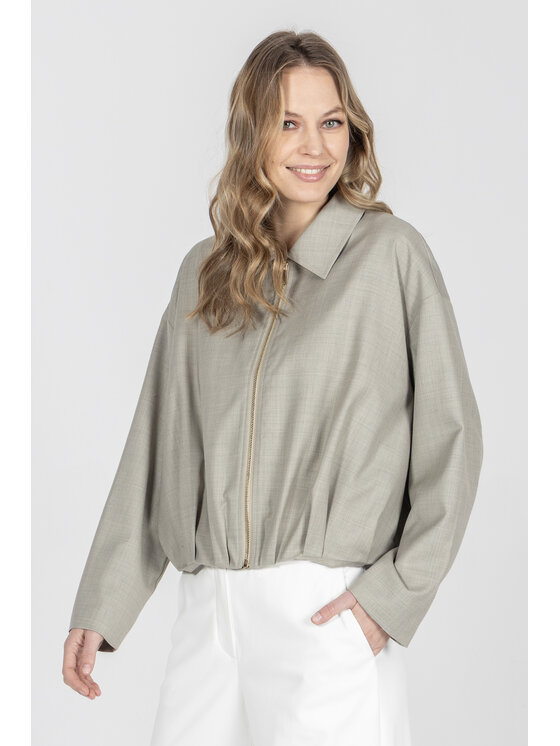 Deni Cler Milano Deni Cler Milano Kurtka skórzana T-DC-9007-F2-90-81-1 Szary Regular Fit