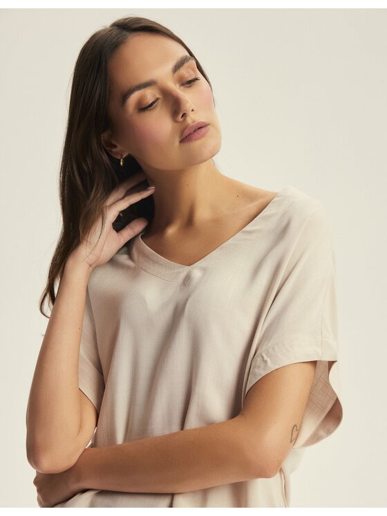 Esotiq Esotiq Piżama 43825 Beżowy Regular Fit