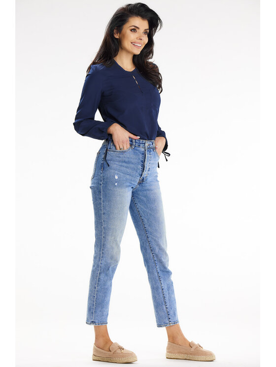Awama Awama Koszula A651 Granatowy Basic Fit