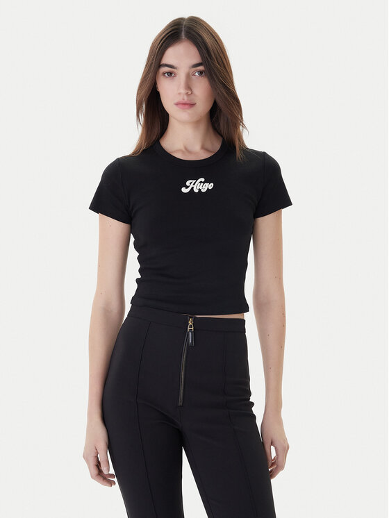 HUGO HUGO Tričko Delanor_2 50539132 Čierna Cropped Fit