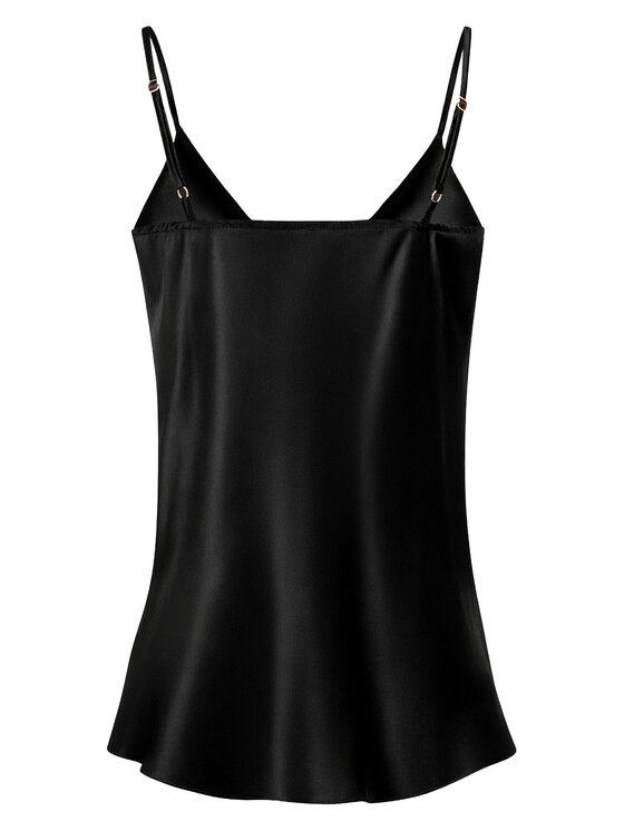 Cat&Cat Cat&Cat Top jedwabny z dekoltem woda Černá Regular Fit