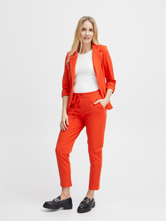 Fransa Fransa Kalhoty z materiálu 20605622 Červená Regular Fit
