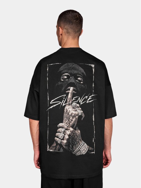 MADE BY SOCIETY MADE BY SOCIETY T-Shirt Silence - T18028 Czarny Basic Fit
