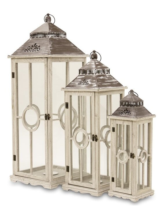 MIAhome MIAhome Lampion 3 szt. drewniany SANTHI Szary