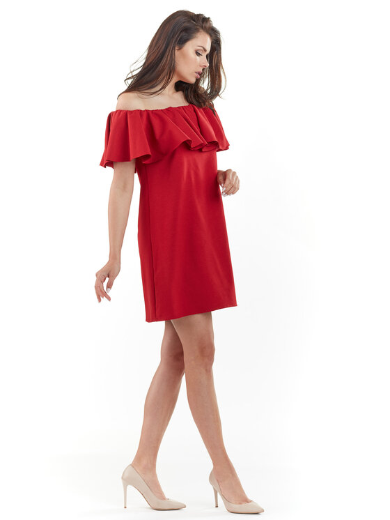 Awama Awama Sukienka letnia L065 Czerwony Basic Fit